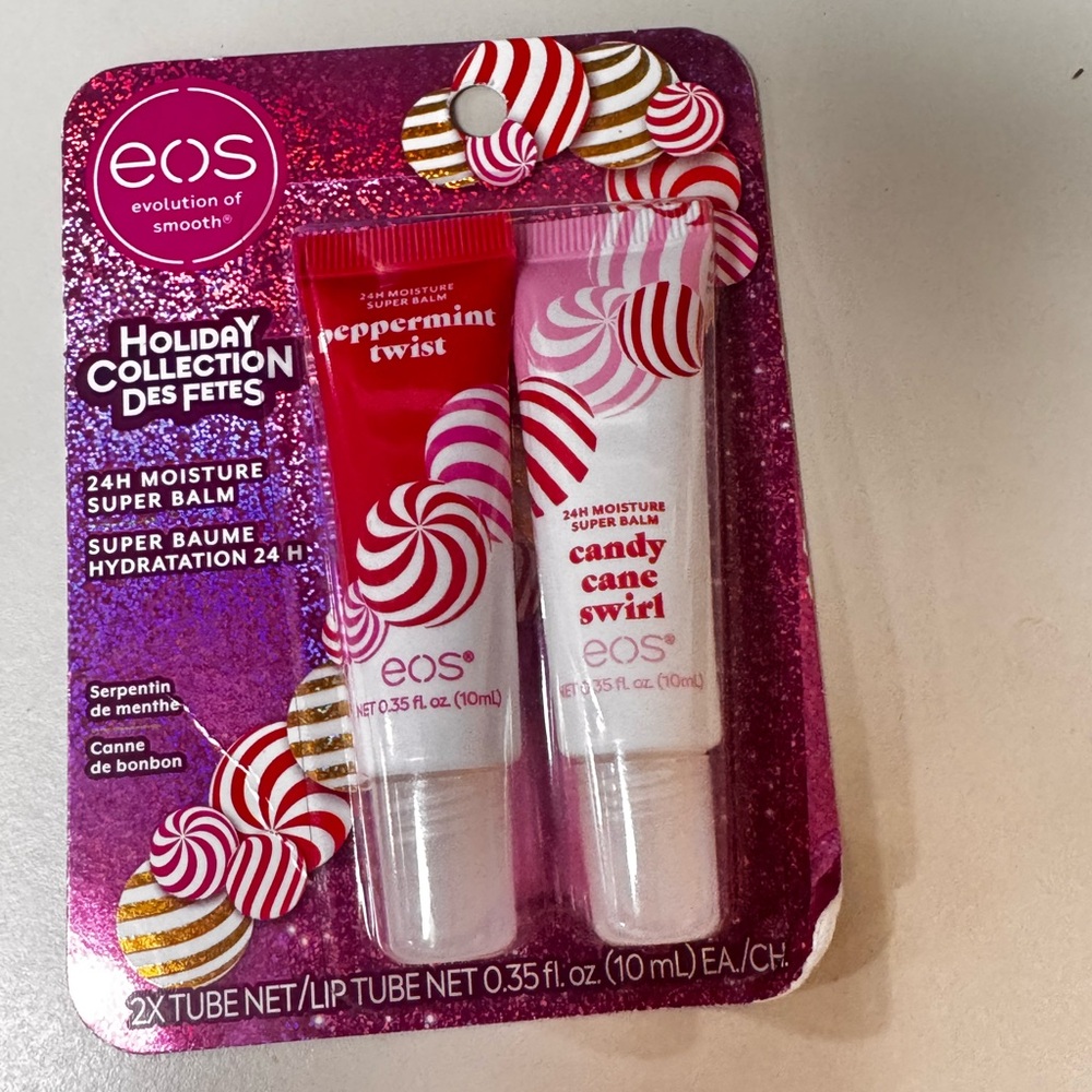 EOS Peppermint Twist and Candy Cane Swirl Lip Balm Duo